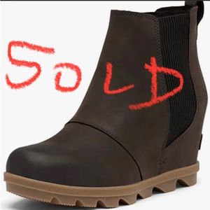 Sorel Joan of Arctic Wedge Women Chelsea Rare Drk Brown Boots Sz 7 Bootie New